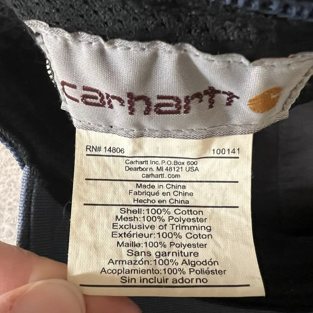 Carhartt Vintage Work Patch Trucker‎ Snapback Cap Mesh Navy Blue